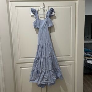 Altar'd State Light Blue Maxi Dress with Ruffle Sleeves